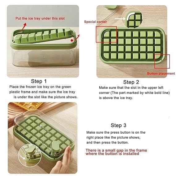 2-Layer Ice Cube Tray with Lid & Bin – BPA-Free Square Ice Cube Molds