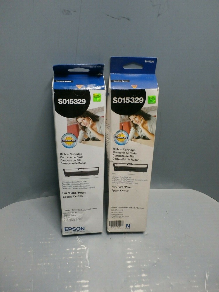New 2 Pack Genuine Epson S0115329 Ribbon For FX-890 Printer