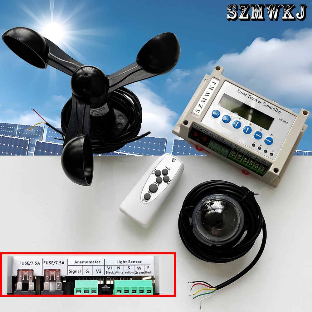WST03-2 Dual Axis Electric Solar Tracker LCD Controller W/ Anemometer Sun Track