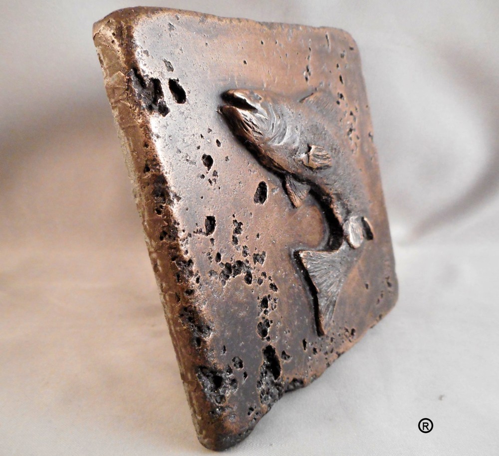 Bronze Trout 4"X4" Decorative Wall Tile