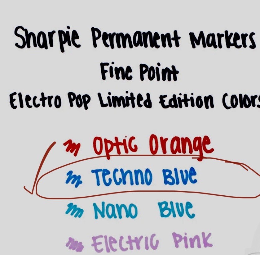 Sharpie Techno Blue Fine Point Limited Edition Electro Pop Permanent Marker, 1ct