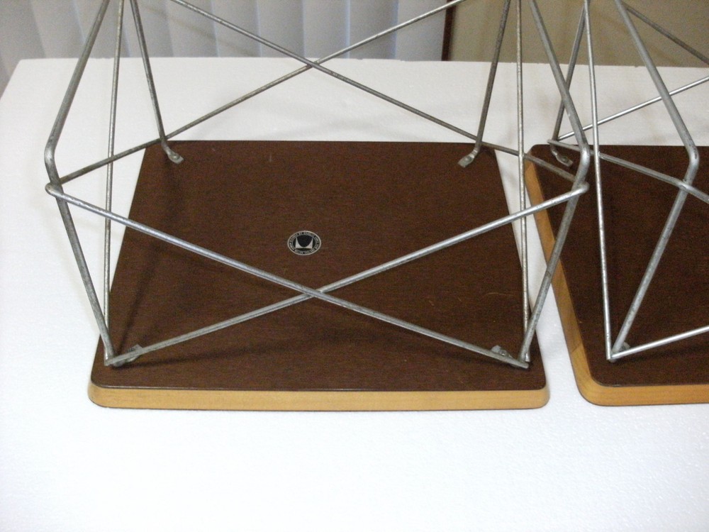 (2) Early Herman Miller Eames Wire Base Low Table's ~ Walnut