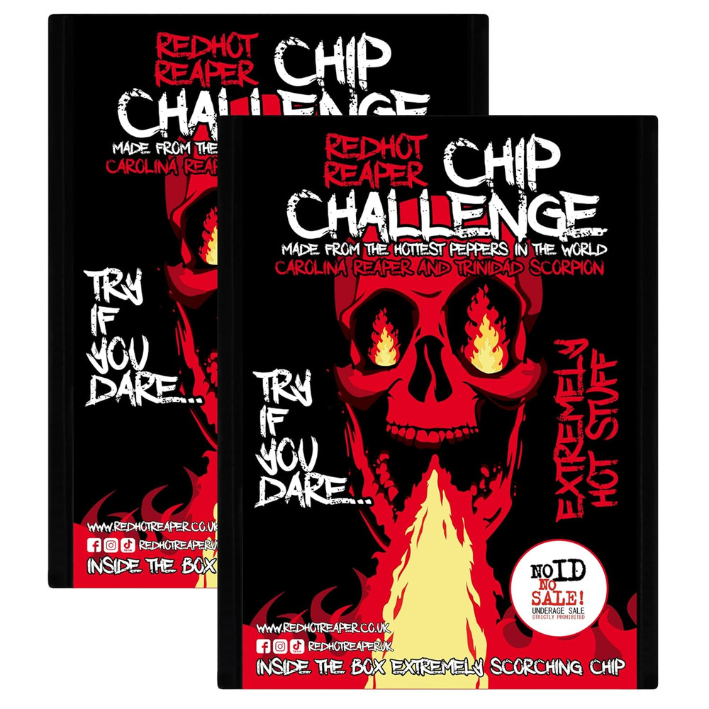 – (2 Pack) Chip Challenge Hottest Snack – Carolina Reaper Spicy Challenge - S...