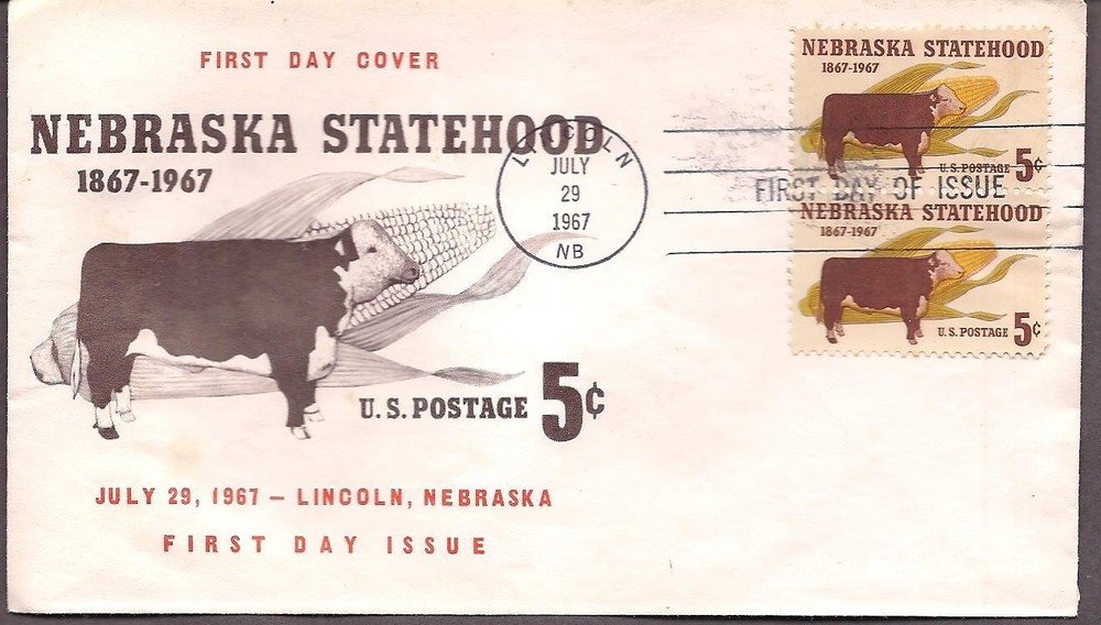 1328 Nebraska Statehood Centennial FDC- Space Age Cachet, unaddressed