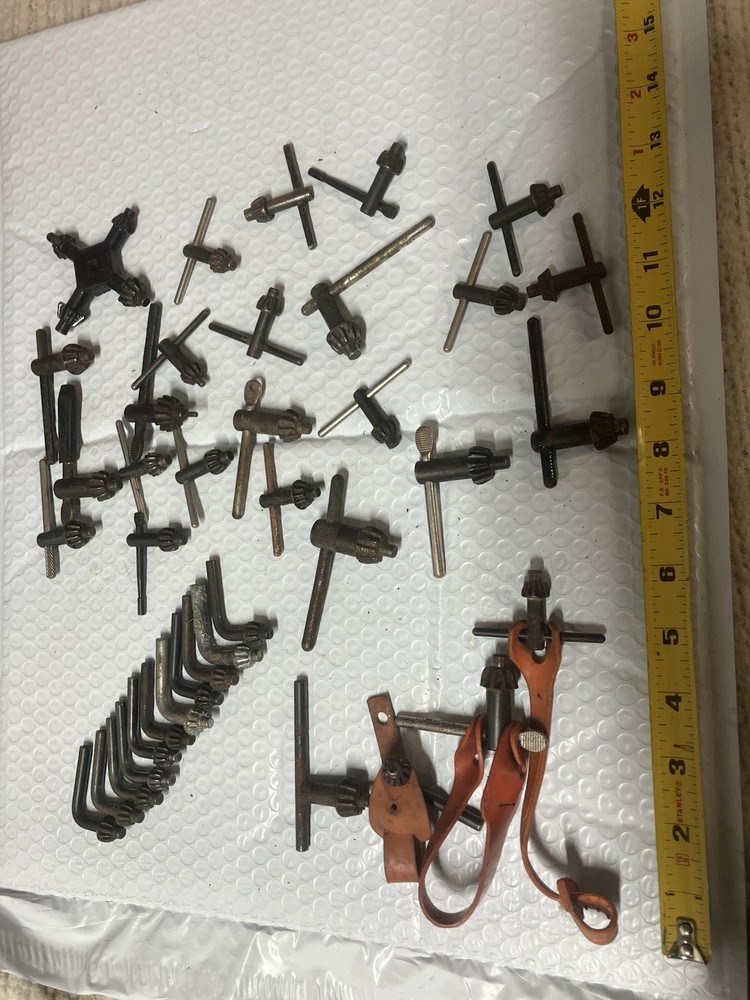 Hand Drill Chuck Key, Various Sizes - Assorted Lot of 38
