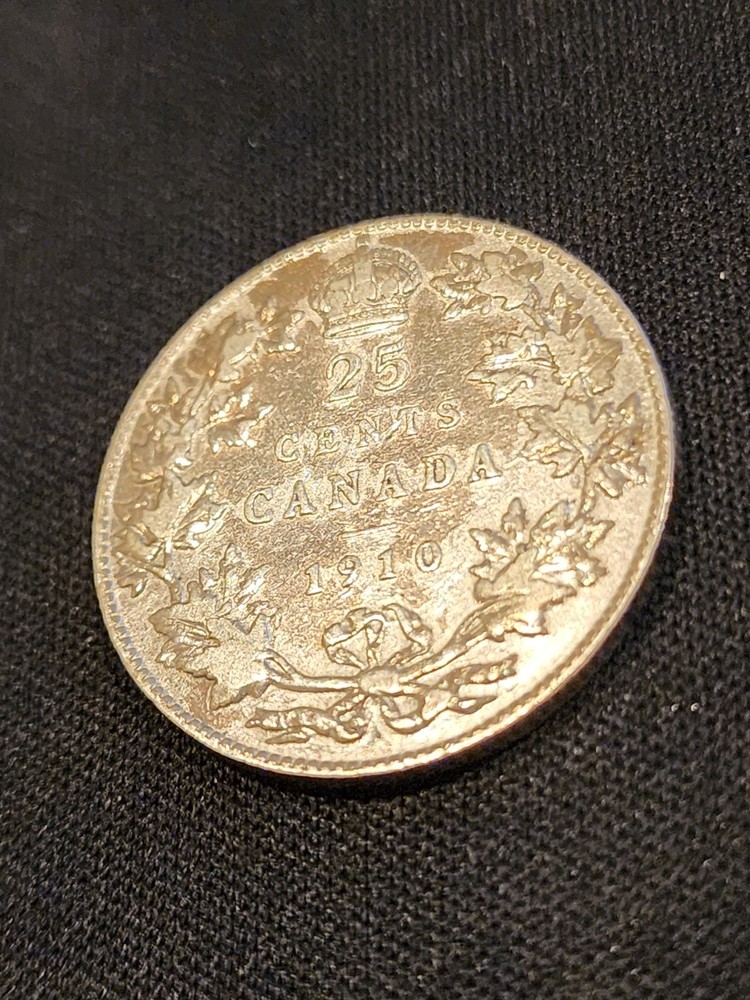 1910 Canada 25 Cents Silver Coin