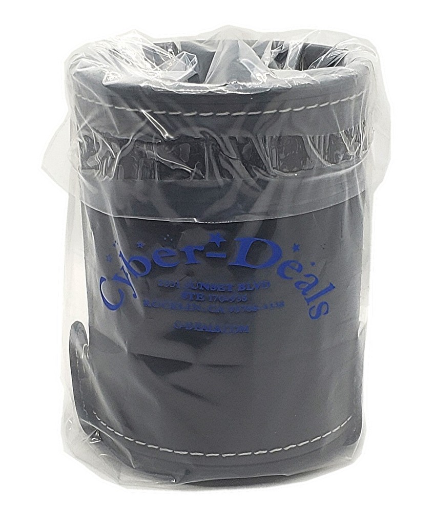 (6) Pearlized Dice Circles Pips + PU Leather Black Felt Lined Cup w/Compartment