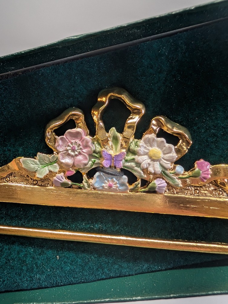Rare Just Nan PullWare BellPull Hardware Floral Ribbon New in the Box