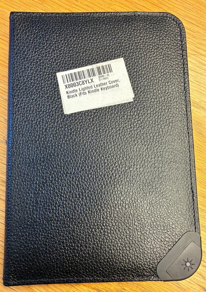 Amazon Black Leather Lighted CASE cover for Kindle keyboard model X0003C8YLX