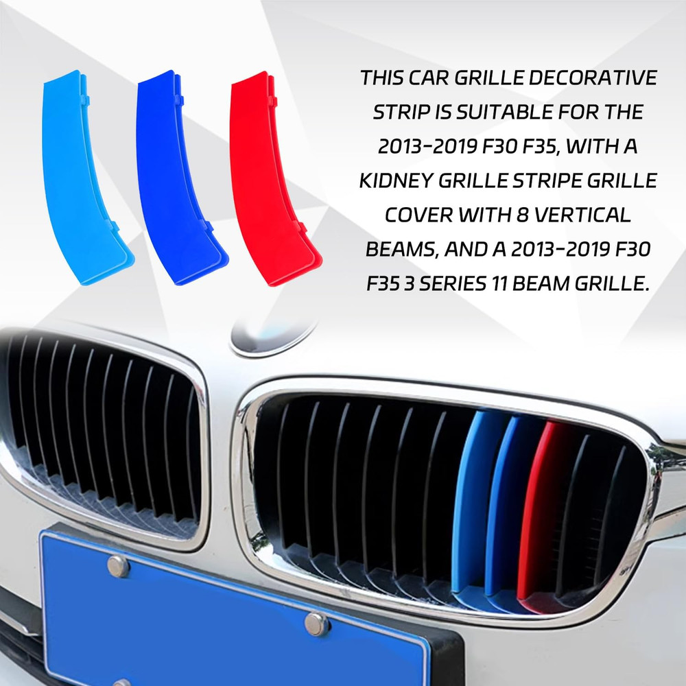 Grille Insert Trims for BMW Front Grill Inserts M-Colored Snap-On Grill Mesh Tri