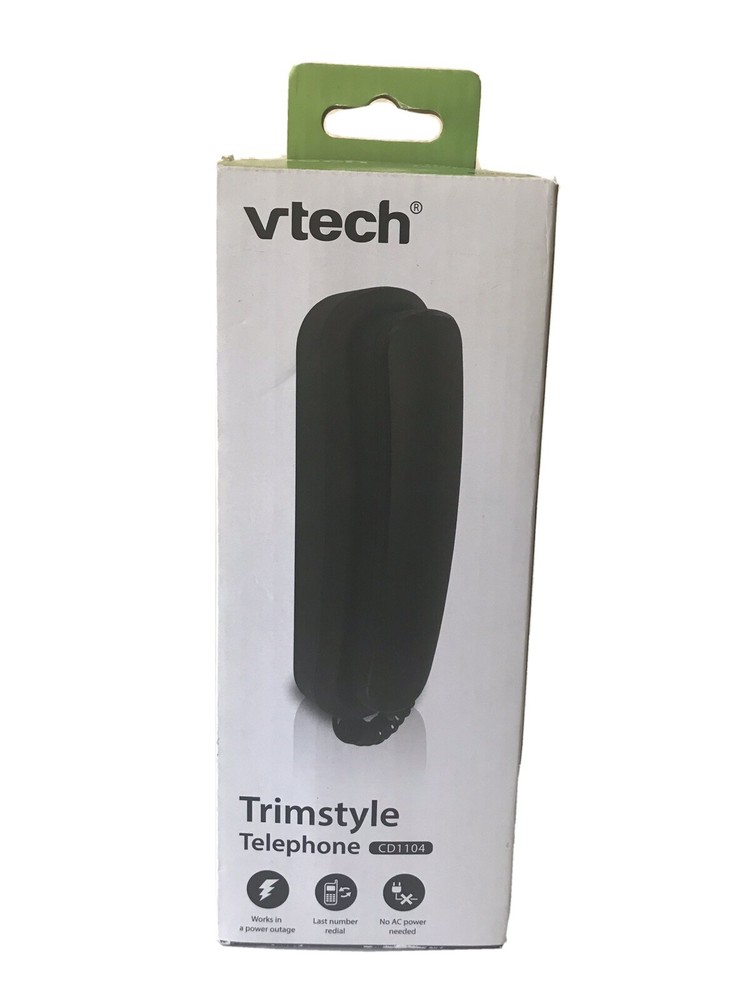 Vtech CD1104 TrimStyle Corded Basic Telephone Black No AC Power Needed/Redial