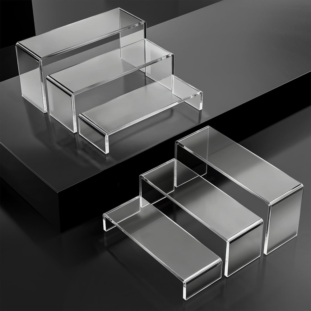 6 PCS Clear Acrylic Display Risers, Acrylic Risers for Display, Transparent R...