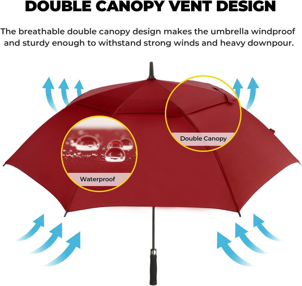Automatic Open Golf Umbrella 54/62/68/72 Inch, Extra Large Windproof Vented Doub