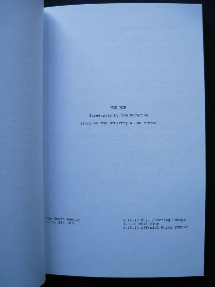 WIN WIN - OSCAR CONSIDERATION SCRIPT - PB, First Appearance in Book Form, 1st Ed