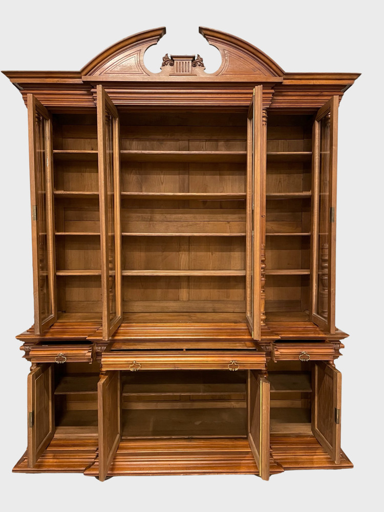 1900 Walnut Renaissance Style Bookcase