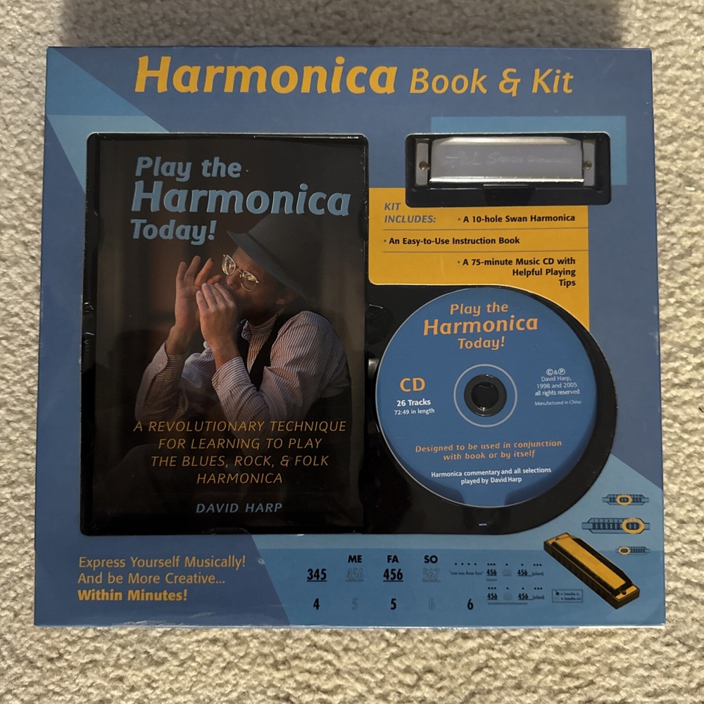 Harmonica Book & Kit Set New In Box Instructional by David Harp