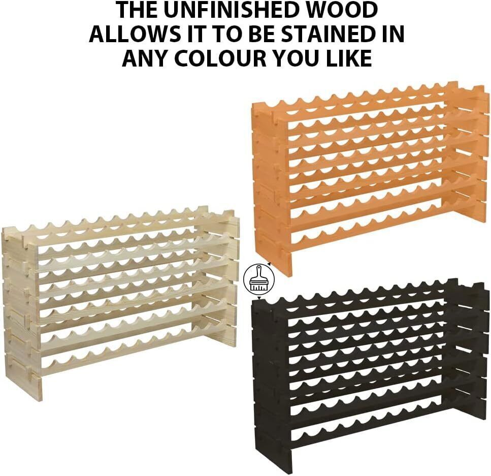2PCS 72 Bottles Wine Rack Holder Stackable Storage Solid Wood Display Shelves