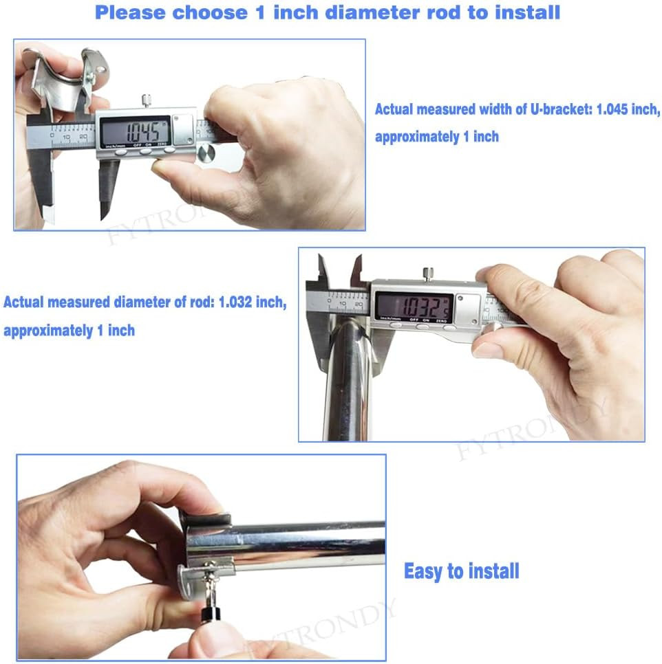 Stainless steel Wardrobe Closet Rod Bracket, U-Shaped Open type Socket bracke...
