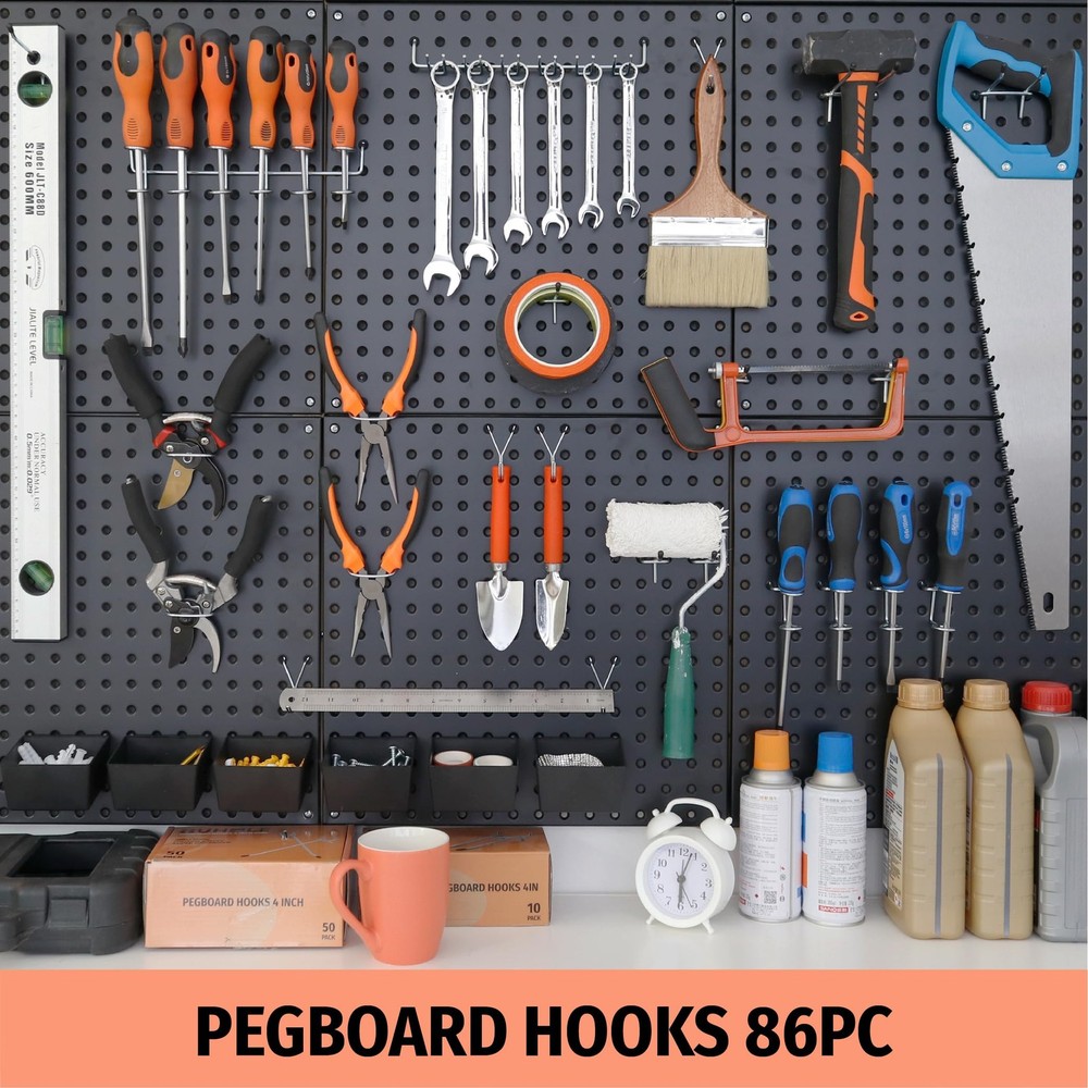 Pegboard Hooks Assortment 86PC Pegboard Accessories with Pegboard Bins Garage...