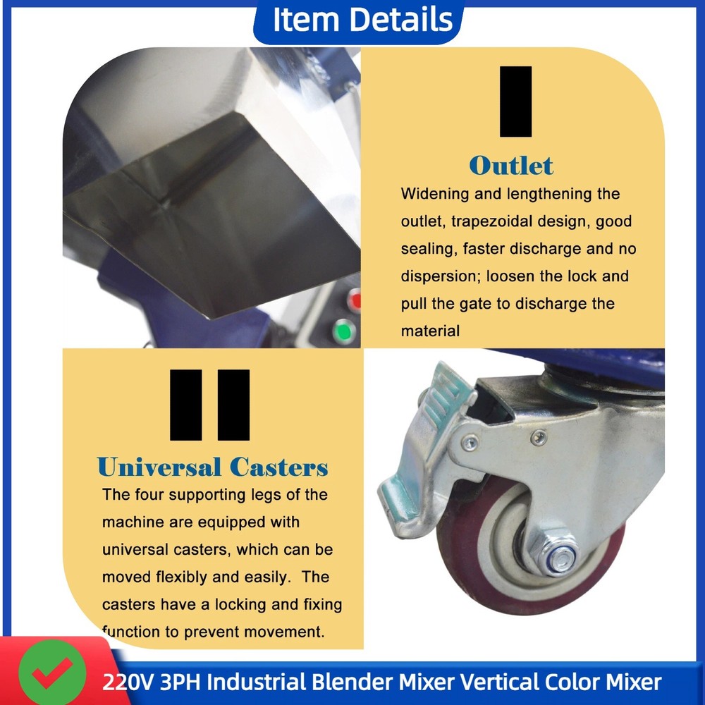 220V Industrial Blender Vertical Plastic Masterbatch Mixer Particles Stirrer