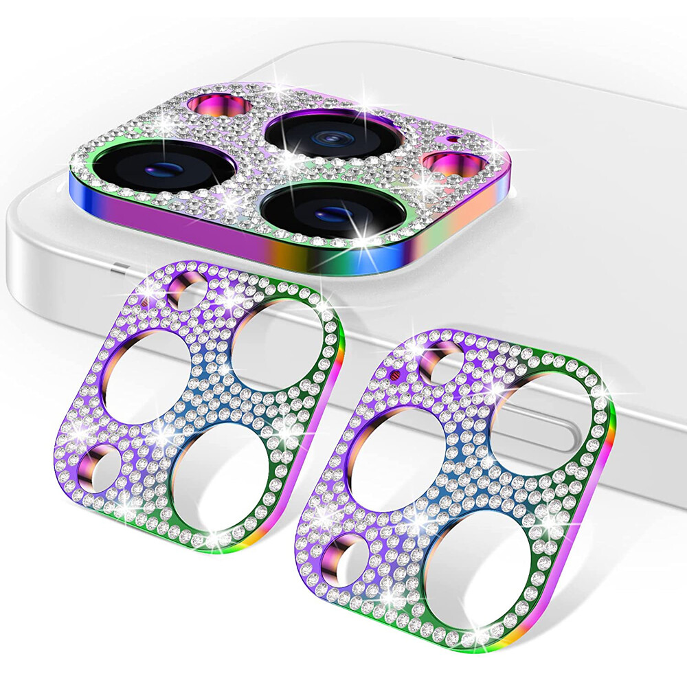 For iPhone 15 14 Plus 13 12 Pro Max Bling Diamond Camera Lens Screen Protector