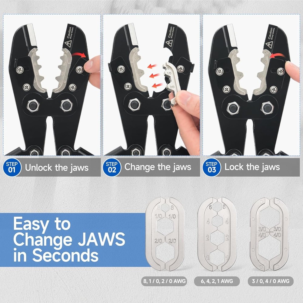 iCrimp Battery Cable Lug Crimping Tool Set includes Cable Lug Crimper, Cable Str