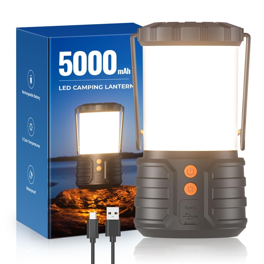 Camping Lantern,5000mAh Rechargeable Battery Black-1 PACK, PACK