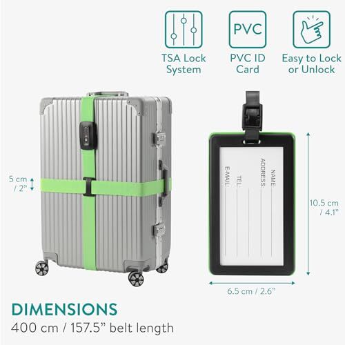 TSA Luggage Strap - Secure Adjustable Strap for Suitcases with Light Green