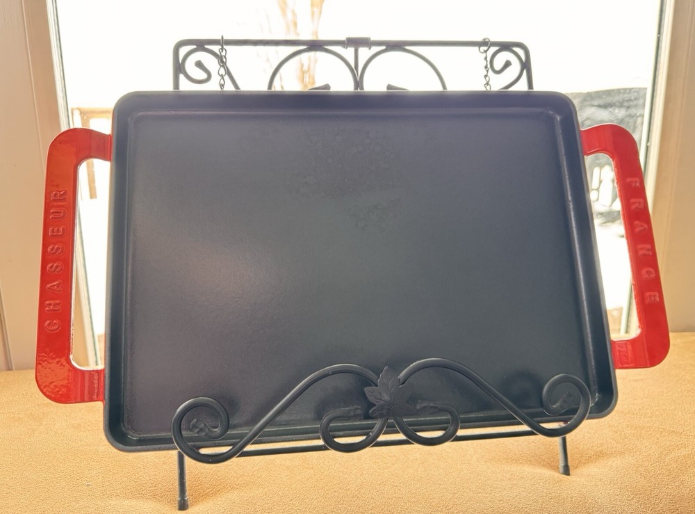 Chasseur 16.5" x 9.75" Cast Iron Griddle Rectangular Made in France Pre-Owned