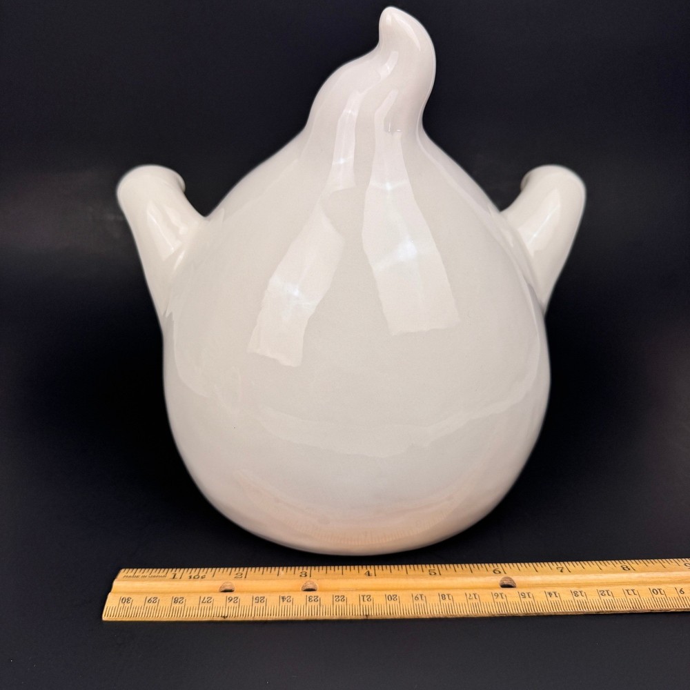 Ceramic White Ghost Halloween Candy Dish Bowl Open Mouth Arlington Designs
