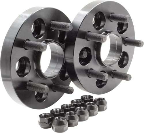 2 Pcs Hub Centric Wheel Spacers 5 on 100mm 20mm Thick - 2 Pack Black Anodized