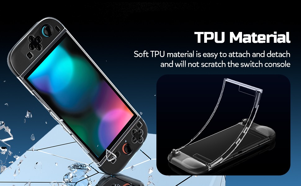 Removable TPU protective case for Switch 2 (2025), shockproof transparent shell.