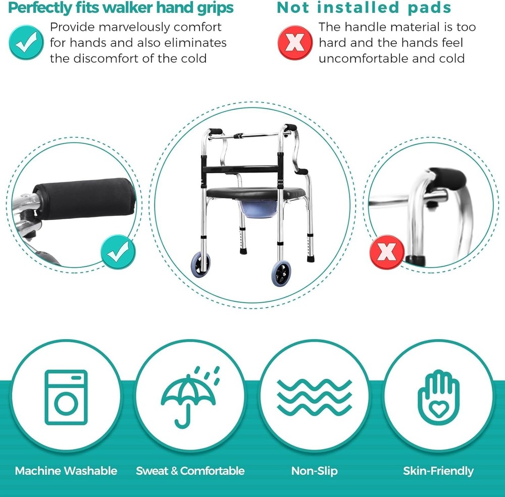 2 Pack Walker Handle Cushions Walker Grip Covers Pads Walker Padded Hand