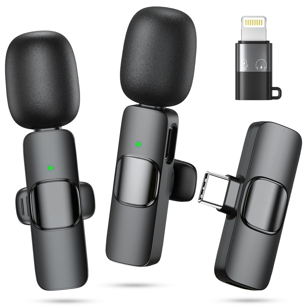 Wireless Microphone for iPhone, Android , Laptop, 2 Pack Lavalier Microphone ...