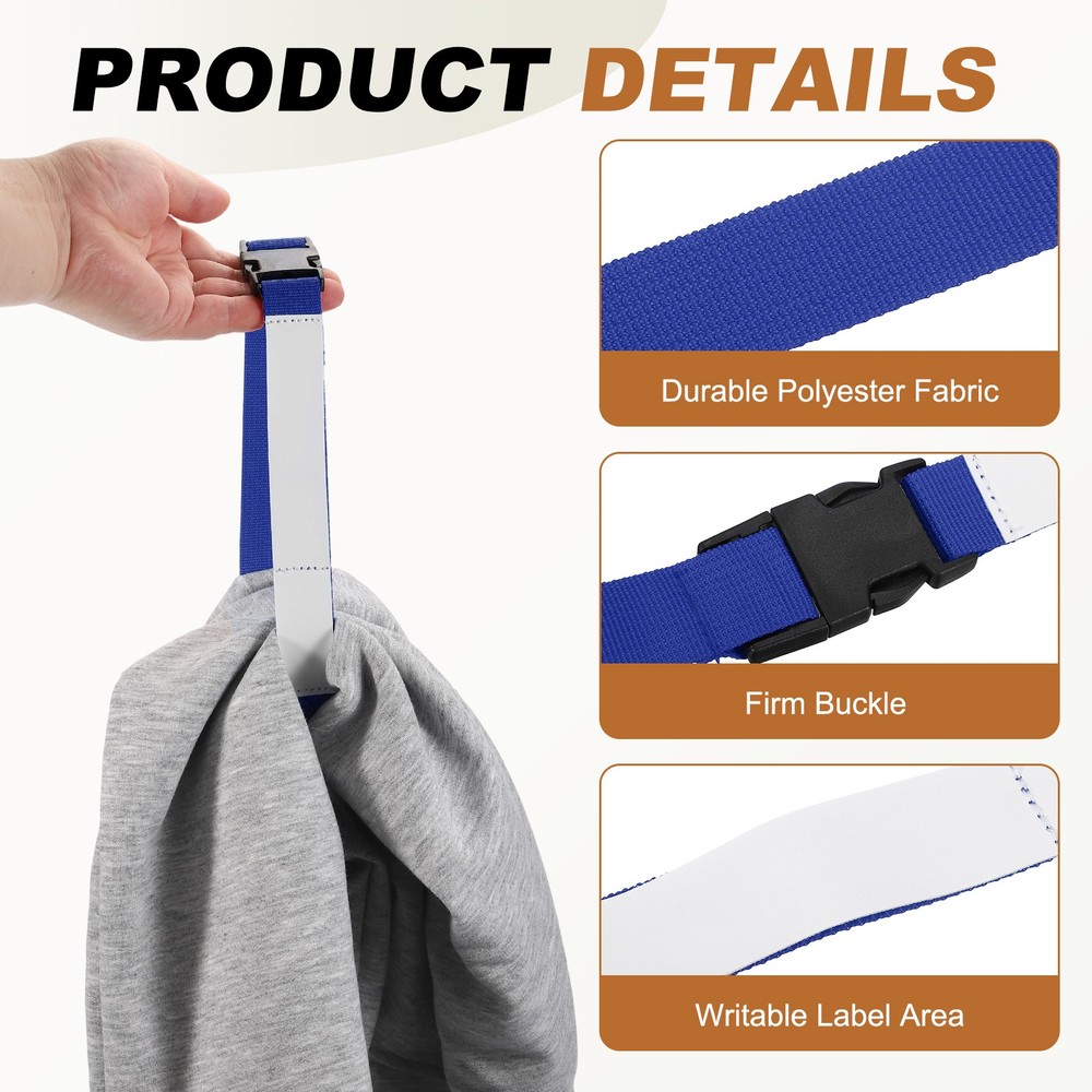 2 Pcs Multipurpose Laundry Strap with Buckle, Dark Blue