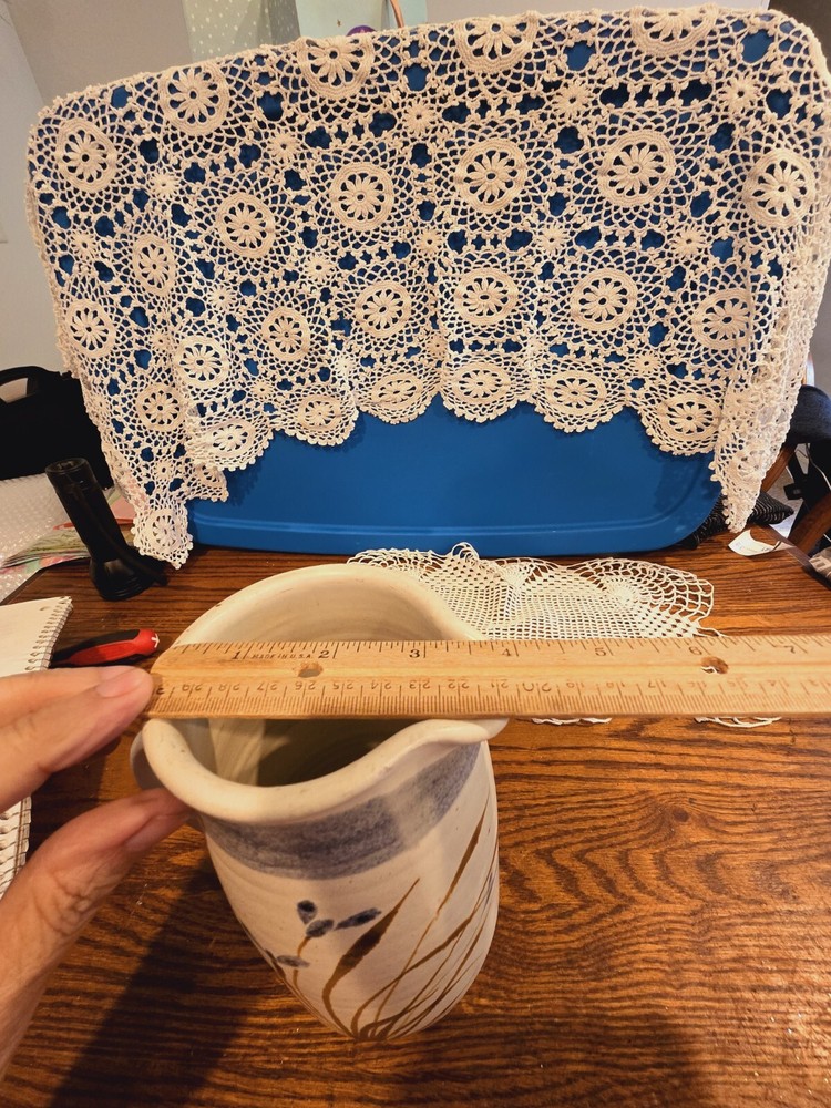 Signed Studio Art Pottery Pitcher 8" Beautiful!!