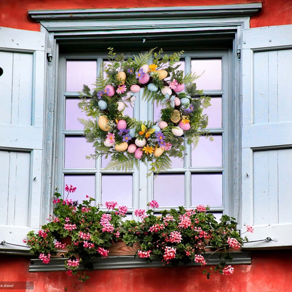 Easter Egg Wreath, Easter Door Garland,Artificial Easter Wreaths for Front Door