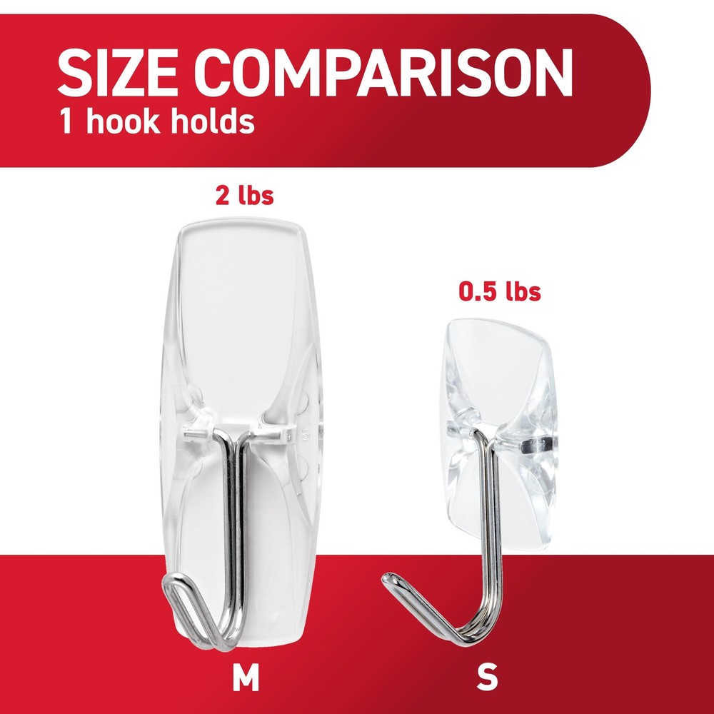 Command Small Clear Wire Toggle Hooks, 10 Wall Hooks and 12 1 Pack,