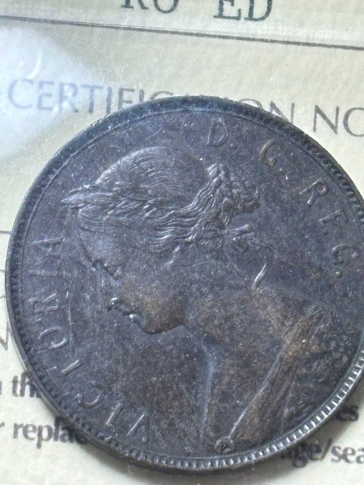 Newfoundland 1880 ROED Large Cent ICCS Graded EF40