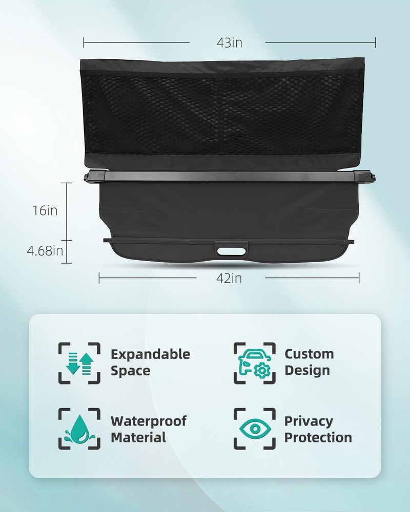 Retractable Rear Cargo Security Shade Cover for 2016-2017