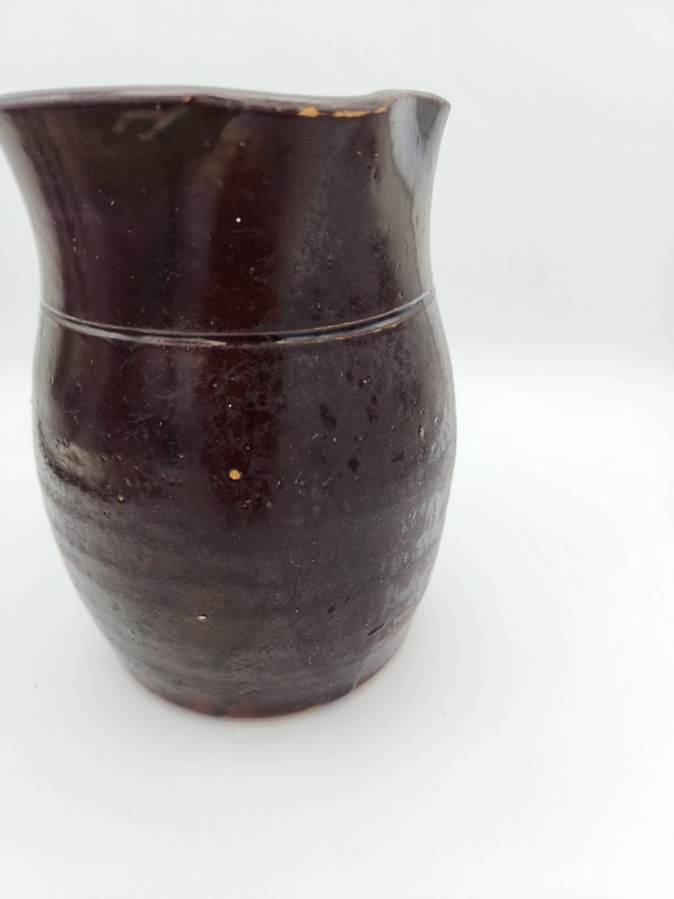 Vintage Brown Pottery Pitcher approx 6" tall - Super cute!