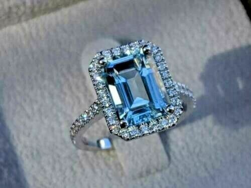 2.84 Ct Natural Topaz Diamond Wedding Anniversary Ring 14K Solid White Gold