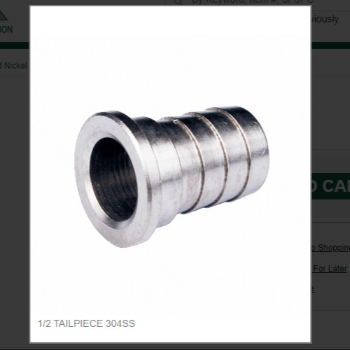 1/2 TAILPIECE 304SS # 4169