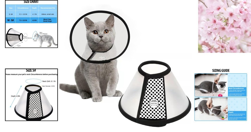 Plastic Protective Cone for Cats, Puppies & Rabbits - Adjustable & Comfortable