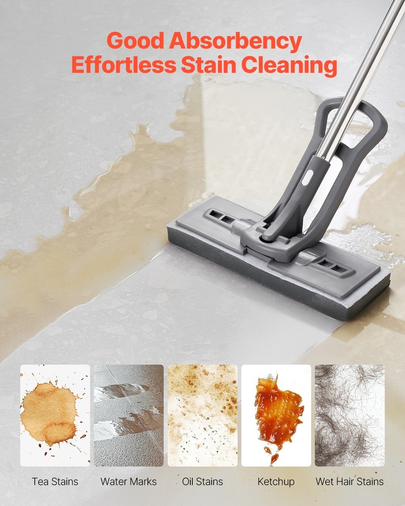 VEVOR 2-Piece Sponge Mop Replacement PU Head Replacement with Hook & Loop