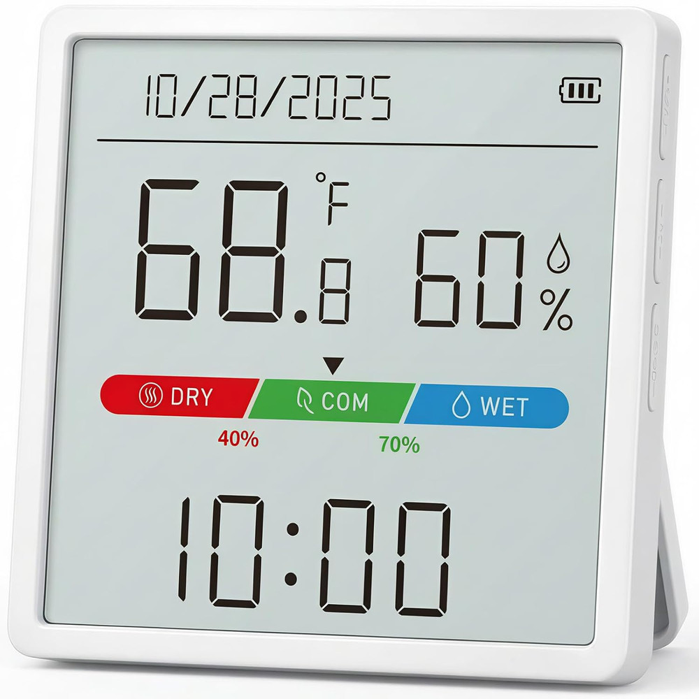 Indoor Thermometer Hygrometer with 4.4" Large Display, Digital Temperature & Hum