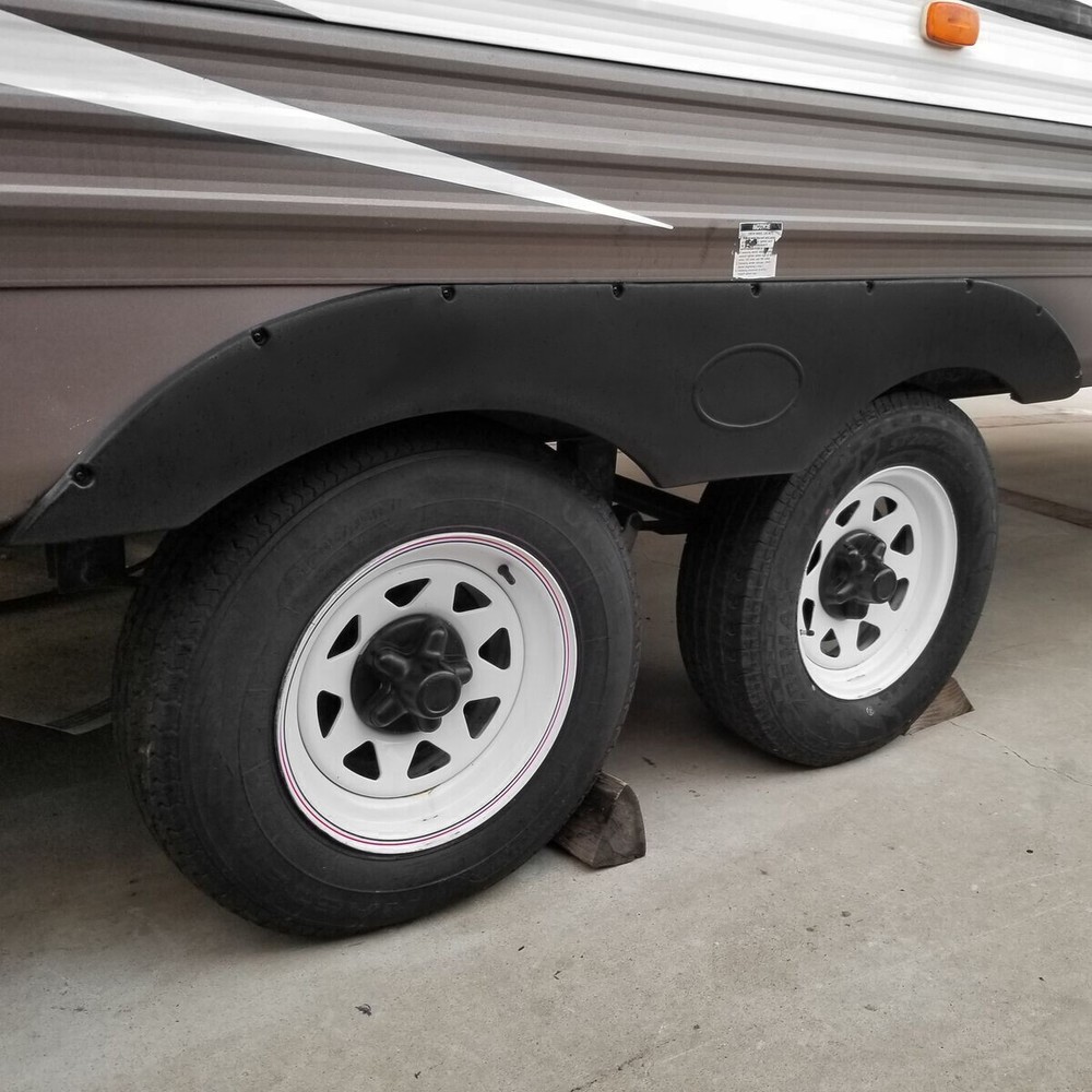 For RVs Campers And Trailers Pair of Tandem Trailer Fender Skirt In Black New