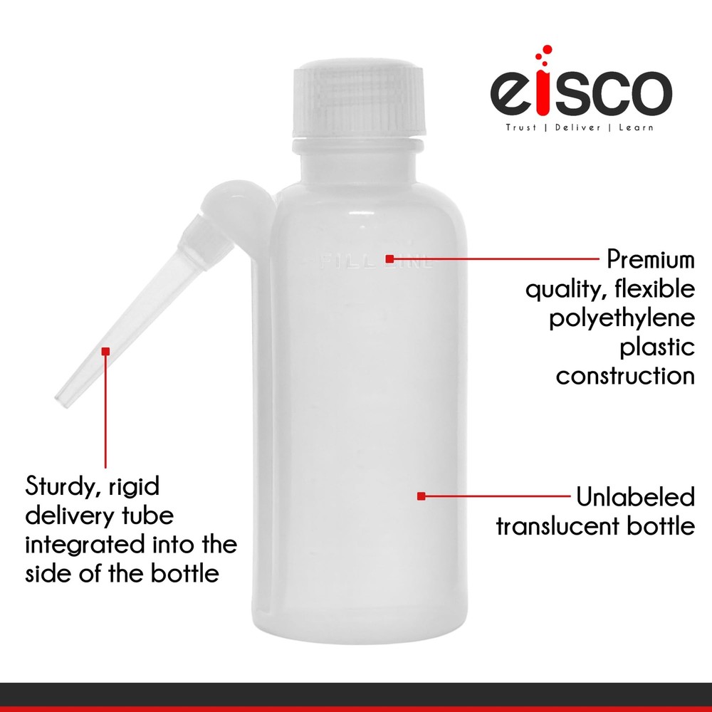 Wash Bottle, 250ml - Polyethylene - Translucent, Unbreakable - Screw Cap with...
