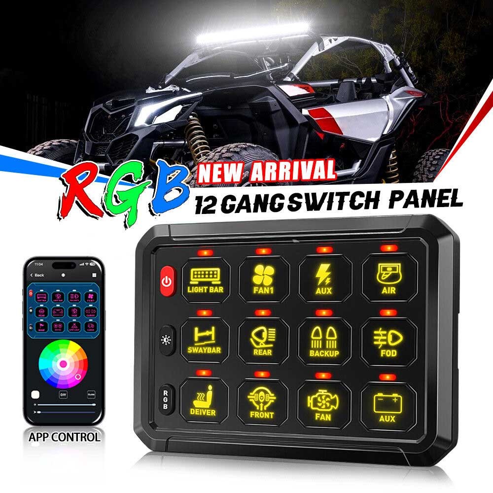 12 Gang RGB Switch Panel bluetooth App Remote Controller Multifunction 12V 24V