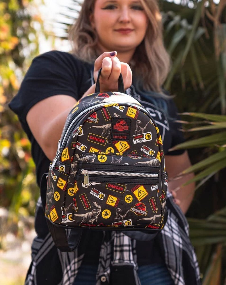 Loungefly Jurassic Park Warning Signs Mini-Backpack EE Exclusive 100% Authentic